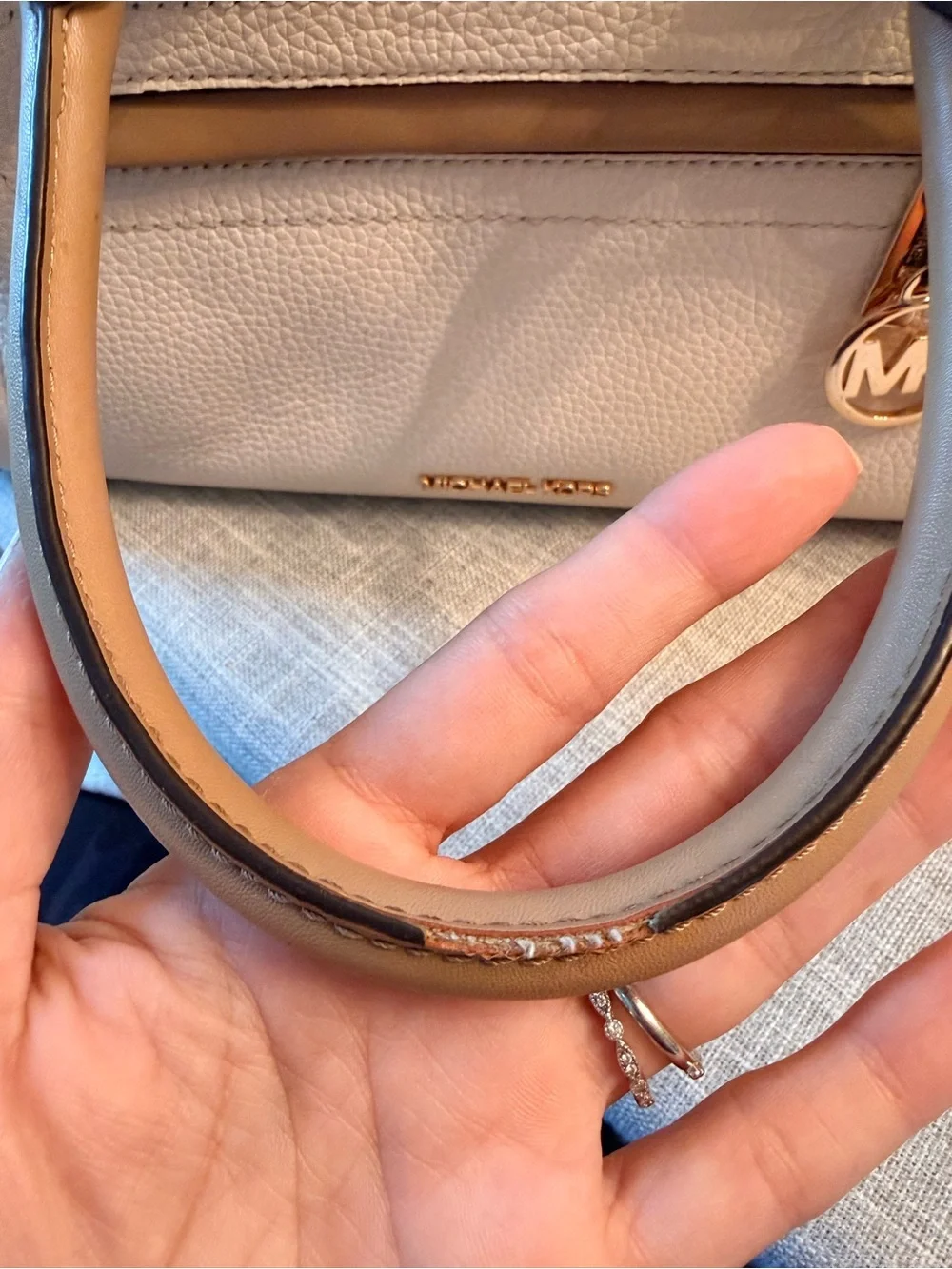 Michael Kors Carine Large Pebbled Leather Crossbody Bag (cream and brown)